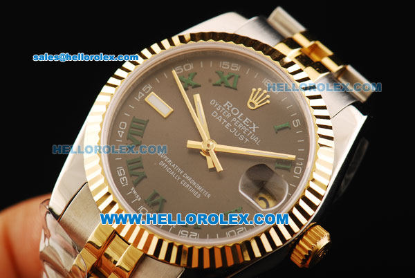 Rolex Datejust Automatic Movement Steel Case with Chocolate Dial and Two Tone Strap-Lady Model - Click Image to Close